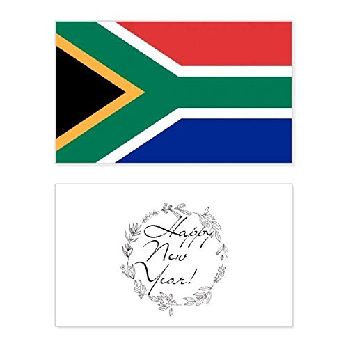 Tarjeta de Año Nuevo con bandera de Sudáfrica y mensaje de bendición conmemorativa