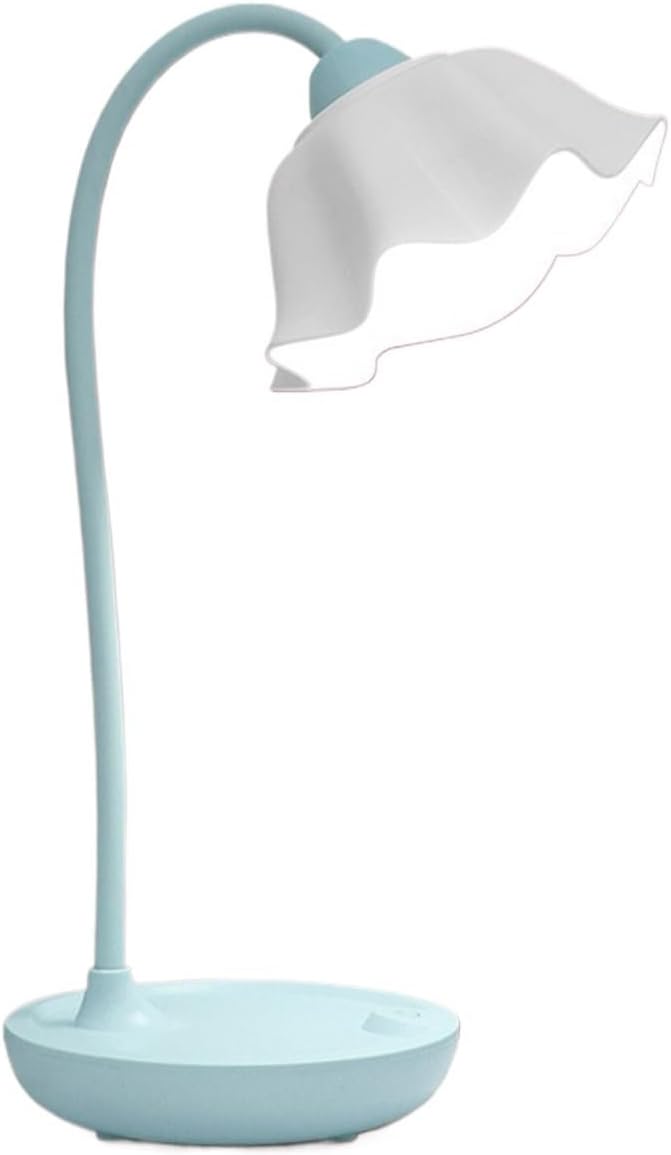 Desk Lamp Touch Control Desk Lamp Flower Shape Light with 3 Brightness Levels Eye Care(Blue)