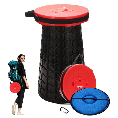 Image of Spisces Upgraded Collapsible Stool with Cushion, 1000 lbs Capacity & 19.7-in High, Wider & Taller Heavy Duty Portable Telescoping Foldable Seat for Adults Camping, Travel, Music Festivals, Outdoors