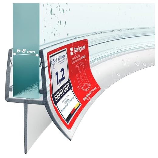 STEIGNER Duschtürdichtung gebogen UK03 50 cm (1 Stk.) Transparent - Duschdichtung für Runddusche oder Duschkabine Viertelkreis mit Duschtür 6-8 mm - Perfekte Passform, Wasserdicht, Flexibles Material