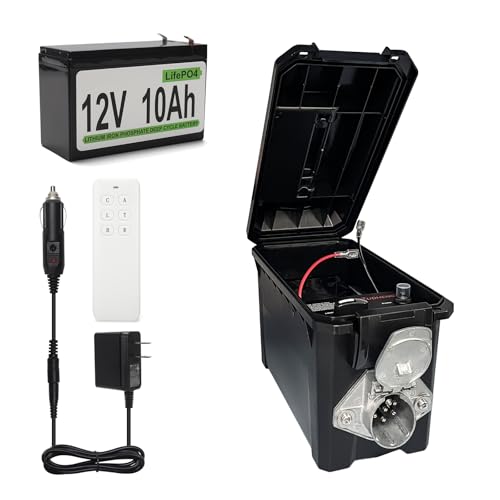 Zuomeng Trailer Light Tester Box with 12V 10Ah Battery and IP68 Waterproof Carrying Case, Wireless Remote Control Operation (7-Way Round Pin Compatibility)