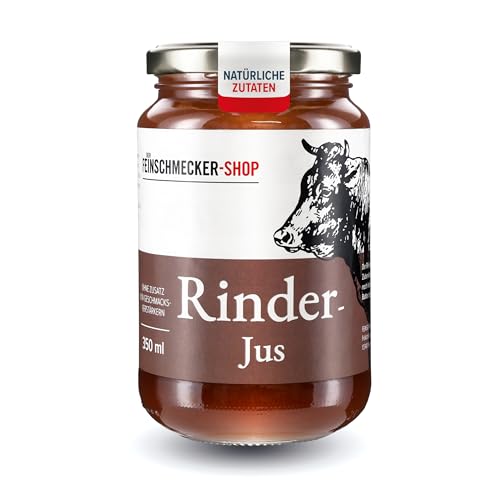 Der Feinschmecker 350ml Bratenjus vom Rind I Mit Rinderknochen, Wurzelgemüse & Tomatenmark angeröstet I Mit Rotwein abgelöscht I Frei von Aromen & Zusatzstoffen