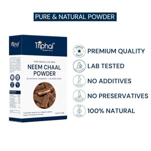 Image of TRIPHAL Neem Bark Powder 200g | Pure, Natural, & Organic Nim Chhaal Churna | Ayurvedic Herb for Skin & Oral Care | Preservative-Free