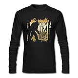 ROUNGO Men's Bigfoot Sasquatch Dude I'm Right Here Cotton Comfort Long Sleeve Tshirt Crew