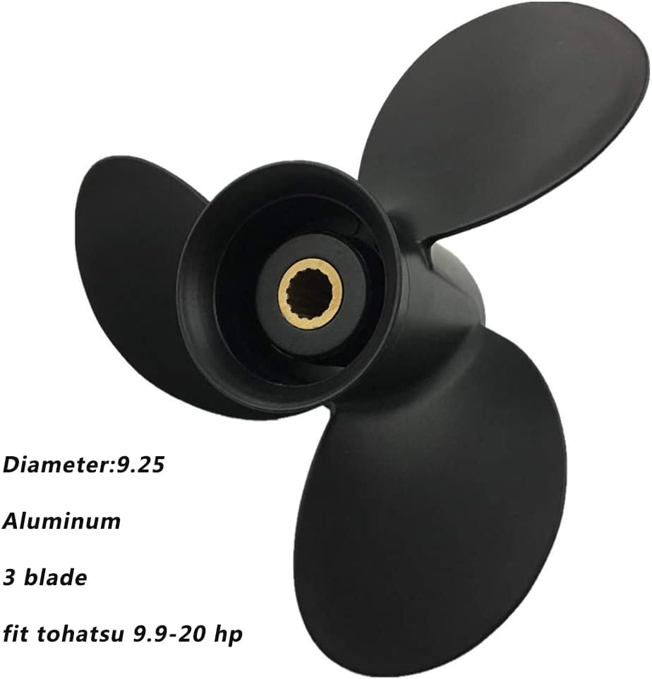 Aluminum Outboard Propeller with Hardware Kit fit Tohatsu/Mercury 9.9-20HP(9.25x8,9.25x9,9.25x10,9.25x11.5,9.25x12) 14 Teech