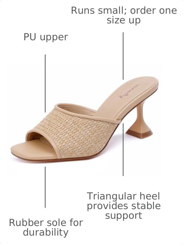 Image of vivianly Womens Square Open Heels Sandals Slip on Heeled Slides Mules for Party Daily Wear