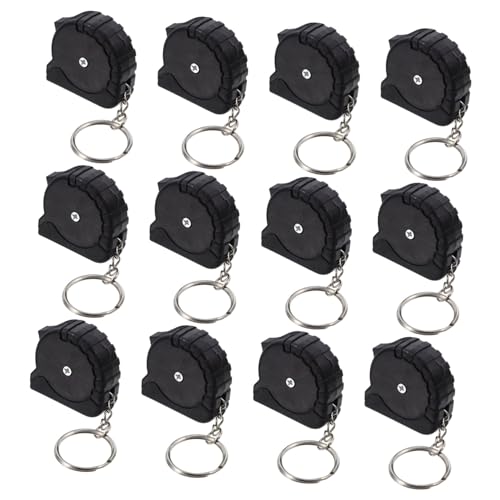 Unomor 12pcs Automatic Retractable Tape Measure Mini Flexible Tape Measure Body Metric Key Chain Measuring Tape Folding Pocket Small Measures Sewing Tailor Tiny Carbon Steel Black