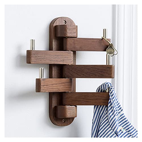 Soporte De Pared Para Perchero, Con 4 Ganchos Plegables Percha Giratoria Para Porche Percha Vertical Para Abrigos Para Bolsos Ropa Bolso Bufandas Paraguas XJJUN ( Color : Marrón , Tamaño : 30x25x8cm ) Cover
