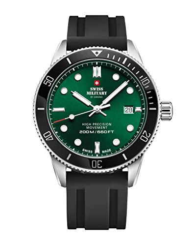 Montre chronographe quartz homme Swiss Military Chrono, montre bracelet silicone argent SM34088.09