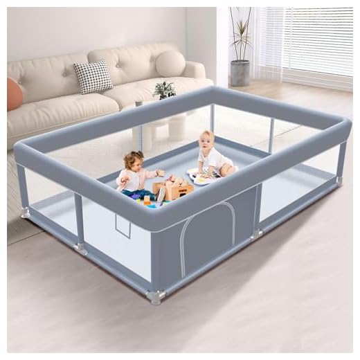 XVISHX 65 x 50 Inch Baby Playpen, Playpen for Babies and Toddlers, Baby Play Pen Playard for Indoor & Outdoor Active Center Game Fence, with Skin-Friendly Fabric and Soft Breathable Mesh, Grey