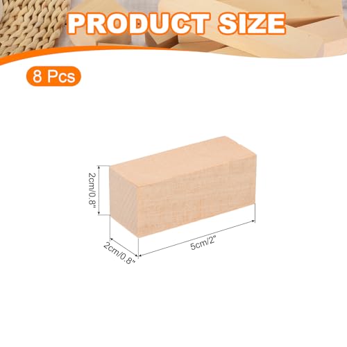 QUARKZMAN 8 Stücke Basswood Schnitzblock, 0,8x0,8x2 Quadratische Holzdübelblöcke Holzstücke für DIY, Kunstdekoration, Handwerksschnitzen, Handgeschnitzt