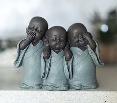 HomeZone Lot de 3 figurines de bouddhas debout - Décoration d'intérieur - Cadeau décoratif