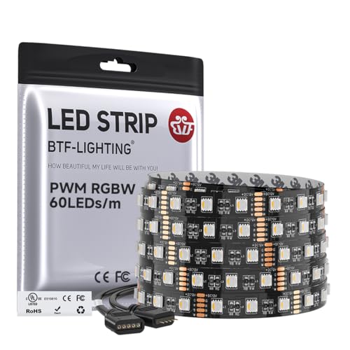 Image of BTF-LIGHTING RGBW LED Strip Warm White 16.4ft 60LED DC12V UL Listed IP30