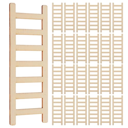 Abaodam 50 pièces Mini Échelle Bois Miniature pour Maison de Poupée Escalier et Réaliste pour Accessoires DIY Décor de Jardin Féerique et Paysage Miniature
