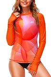 Swimming Top for Women Long Sleeve UV Protective Rash Guard SPF UPF 50+ Sun Shirts XL Orange