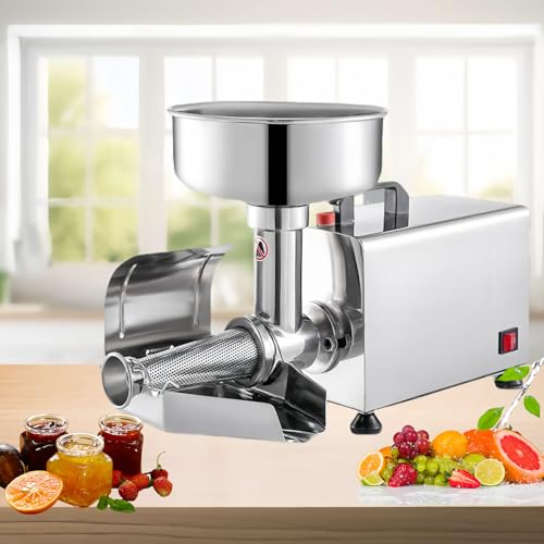 Glowdora Exprimidor De Frutas Eléctrico, Filtro De Alimentos De Acero Inoxidable, Molinillo De Alimentos Comercial, para Hacer MermeladasDeFresa, ArándanosYOtras, 220Libras/Hora