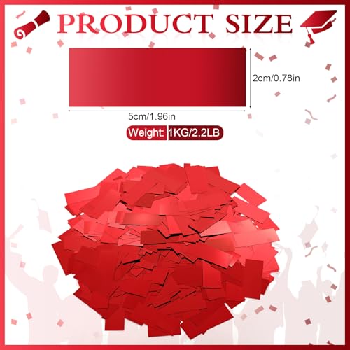 Image of Sumind 1000 Grams Red Large Metallic Confetti Glitter Throwable Table Scatter Foil Confetti for Wedding Birthday Party Baby Shower Graduation Valentine Christmas Celebrations