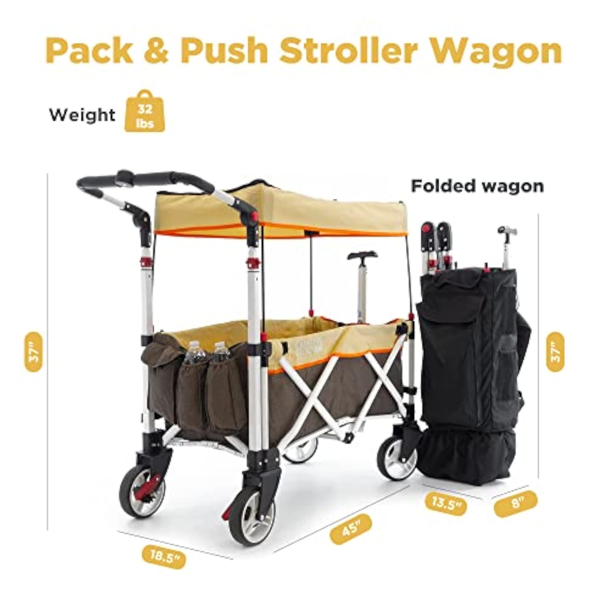 Ultra Compact Folding Stroller Wagon with Canopy