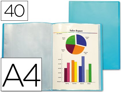 Liderpapel Display Folder 47052 40 Sleeves Polypropylene Translucent Din A4 Frosty Blue