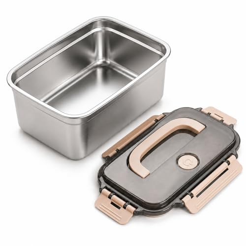 Image of YELONA Stainless Steel Lunch Box 2800ml with Handle, Airtight Leakproof Food Storage Container for Office, Travel, Meal Prep, Curry, Rice, Snacks & Kitchen Use