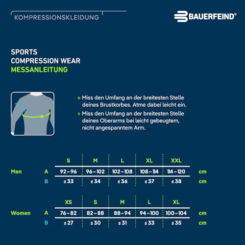 BAUERFEIND Kompressions-Shirt „Sports Compression Shirt Long Sleeve“, Langarm-Shirt für Damen, Für verbesserte Durchblutung der Torso- und Armmuskulatur, Polyamid/Elasthan