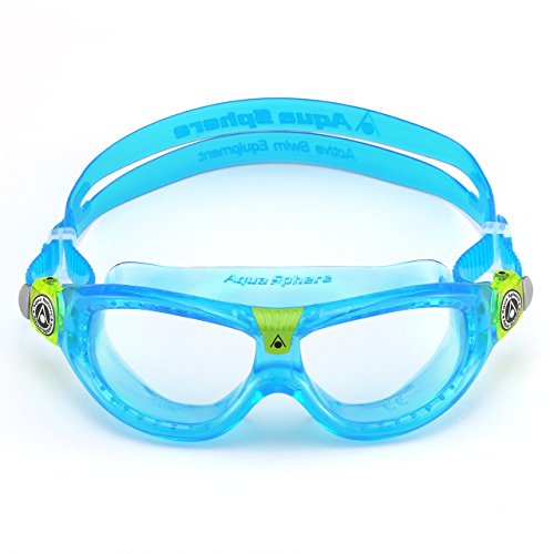 Aqua Sphere Seal Kid 2 Swim Mask with Clear Lens (Aqua/Lime). UV Protection Anti-Fog Swim Goggles for Kids - Thumbnail 7