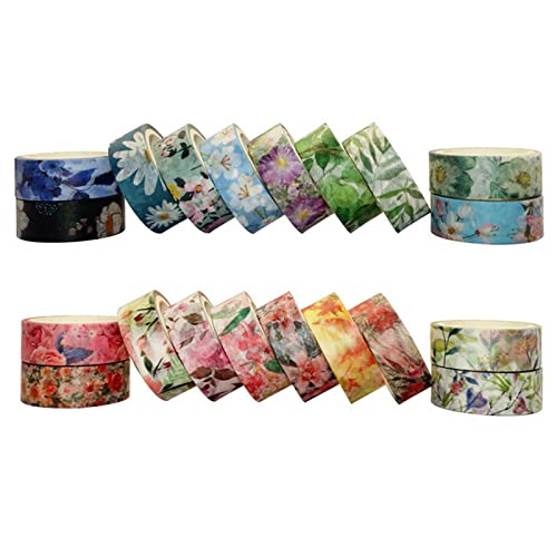 Esweny Conjunto de Fitas Florais Washi, 20 Rolos, 15 Mm de Largura, Fitas de Papel Decorativas de Fl