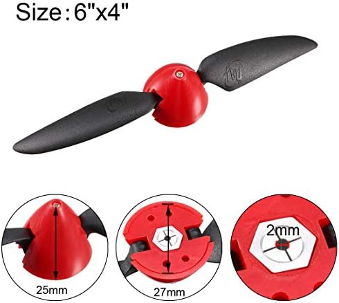 uxcell RC Folding Propellers 6x4 inch Spinner Size D27xH25mm 2mm Motor Shaft Dia. 2-Vane for Airplane Helicopter Nylon image 4