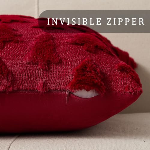 DFXSZ Christmas Tree Pillow Covers 18x18 Set of 2 Wine Red Holiday Decor - Image 4