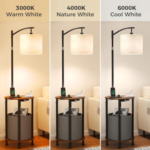 Vermezor Floor Lamp with Table,Nightstand with Charging Station Living Room - image 8