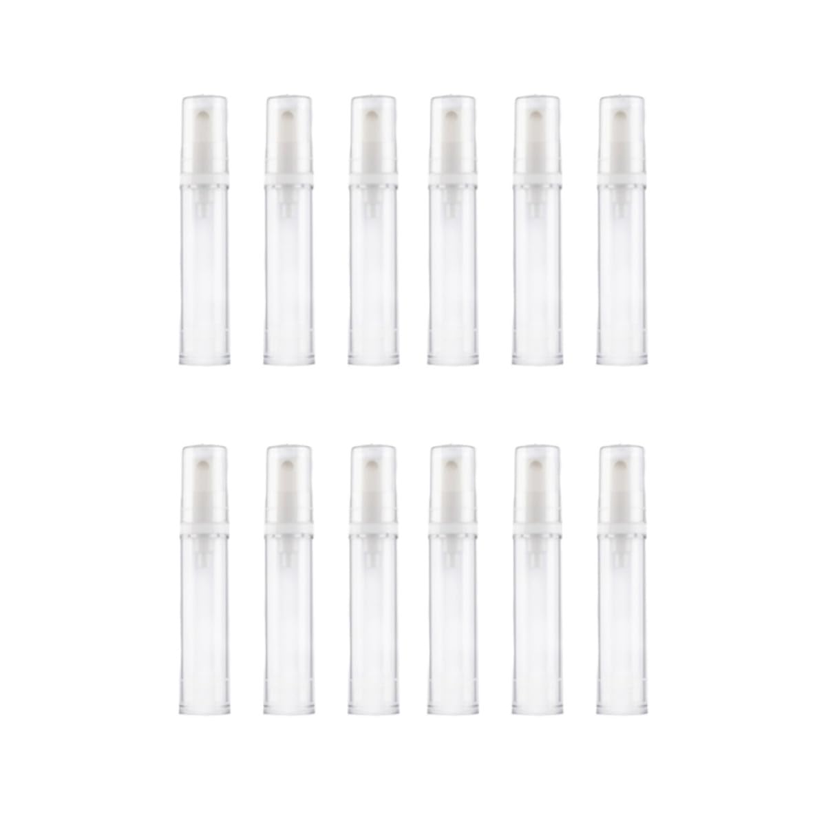 Cabilock 12pcs 10ml Refillable Spray Bottles White Fine Mist Sunscreen Sprayers Portable Subpackaging Vacuum Pump Bottles for Travel and Skincare