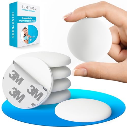 SilverRack Fermaporta Adesivo da Muro Bianco [6 pezzi] – Paracolpi Porta per Proteggere Pareti – Gommini per Porte come Fermaporta da Pavimento o da Maniglia – Proteggi Maniglia Porta – Ferma Porte