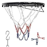 Heavy Duty Chain Basketball Net Replacement, Stainless Steel Chain Net for Basketball Hoop, Standard Braided Metal Chain Basketball Net (21 Inch), Fit Most Standard Hoops for Outdoor Indoor Use