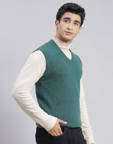 Image of Monte Carlo Off White Solid V Neck Sweater | Warm Woolen Pullover for Men | Soft Comfortable Knitted Winter Wear Sweater for Men's