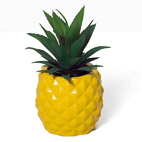 Artificial Succulent Potted Pineapple Decor - Fake Pineapple Home Office Kitchen Table Decoration (Yellow) #TOP10