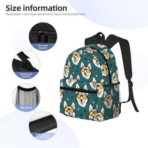 Travel Laptop Backpack for Men Women - 17L Water Resistant Lightweight Beach Backpack with Laptop Compartment, Cute Husky Print Travel Bag with Adjustable Carry Straps3
