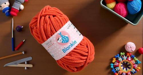 Image of M.G ENTERPRISE Knitting Yarn Thick Chunky Wool, Blankie Deep Orange 100 GMS Best Used with Knitting Needles-EM Art-AAED