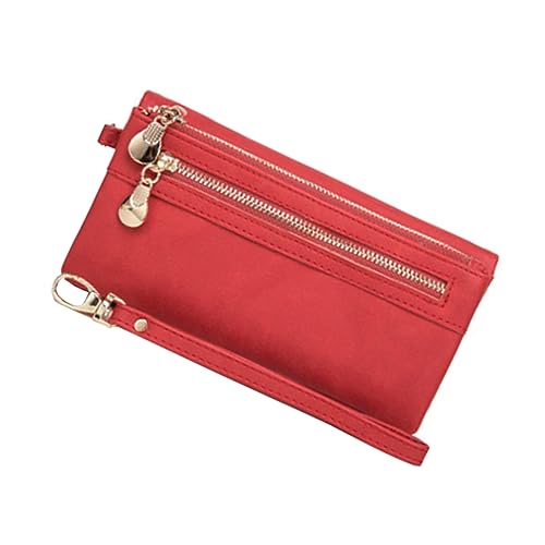 Pu Leather Vintage Handbag Wallet for Women Girls Red Multipurpose Purse Snap Closure for Daily Use for Cash and Cards
