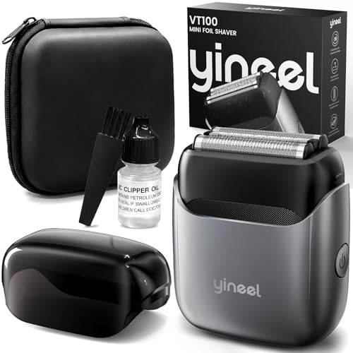 Yineel メンズシェーバー 電気シェーバー【2026新登場】髭剃り 電動 往復式 3枚刃 深剃り 3D浮動 IPX7防水 丸洗い可 乾湿両用 マグネット式ヘッド 低騒音 Type-C急速充電 90分連続使用 携帯便利 収納ケース付き トラベルロック 出張 旅行 車内用 プレゼント ギフト (シルバー)
