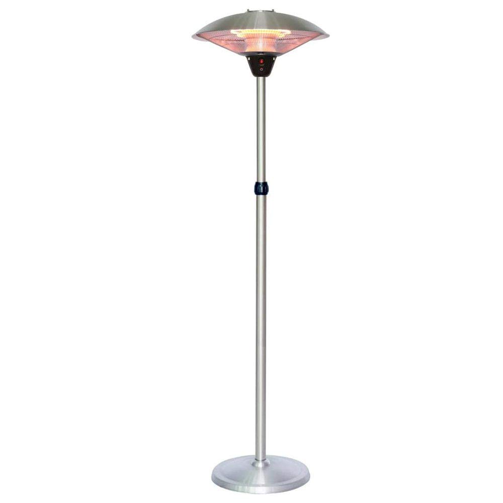 BAKAJI Stufa 2 Elementi al Quarzo per Patio Gazebo Lampada Piantana Infrarossi in Acciaio Inox Altezza 210 cm Regolabile Fungo da Esterno 2 Potenze Regolabili Accensione a Corda Potenza Massima 2000W