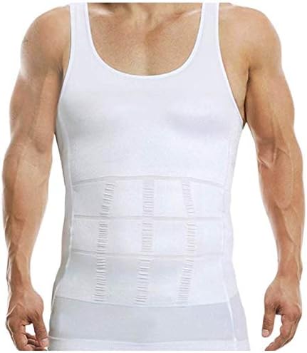 Favourite Deals Imported Cotton Men's Shapewear Body Shaper Vest With Sliming Belt Chest Waist Belly Underwear FD19 White