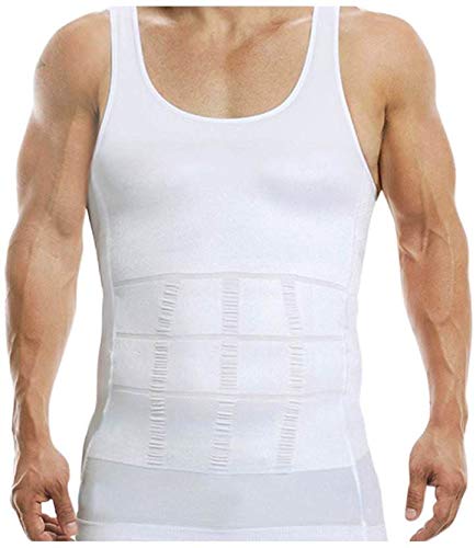 Favourite Deals Imported Cotton Men's Shapewear Body Shaper Vest With Sliming Belt Chest Waist Belly Underwear FD19 White