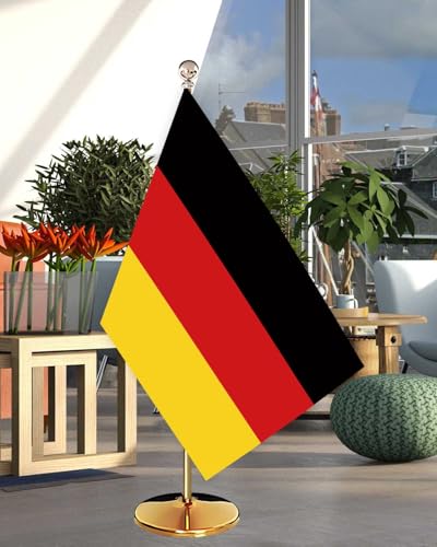 Drapeau allemand résistant 90x150cm avec mât doré premium et œillets