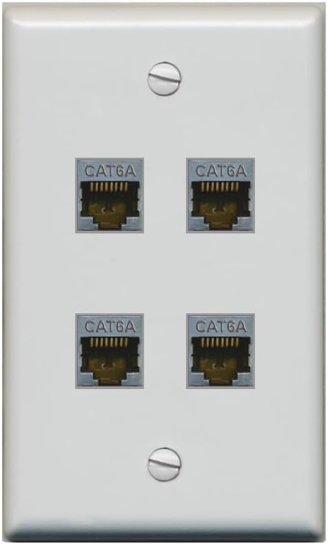 RiteAV - 4 Port Cat6A Ethernet Wall Plate - Flat Style [Stainless Steel]