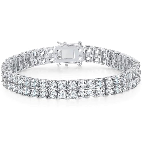 Due file di zirconi cubici brillano come diamanti per una lucentezza e una durata senza fine. Il bracciale tennis rotondo ha un peso leggero e protegge la nostra pelle dallo sfregamento.