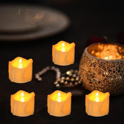 Velas sem chama, velas sem chama com temporizador, 12pcs luzes de chá LED operadas por bateria, Temp