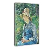 ANFOTCM Camille Pissarro, cartel artístico de niña campesina con sombrero de paja, decoración de pared, bar, restaurante, garaje, cafetería, letrero de regalo, 30 x 45 cm