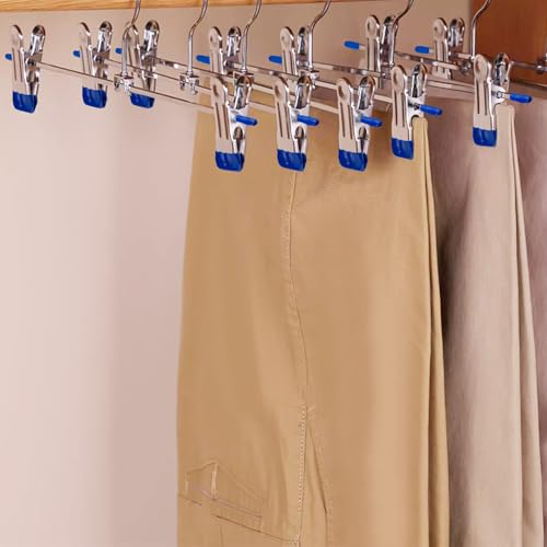 Dunkwckore 10 Stück Hosenbügel Klemmbügel, 30cm Kleiderbügel Hosen Metall, Rockbügel, Hosenkleiderbuegel Haken, Rock für Hose mit Klammern Röcke Mehrfach Hosenkleiderbügel Platzsparend Clips