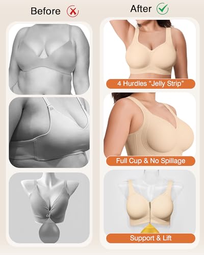 Image of Bras for Women Jelly Wireless Supportive Seamless Full Coverage Push Up No Underwire Comfort Plus Size for Older Women