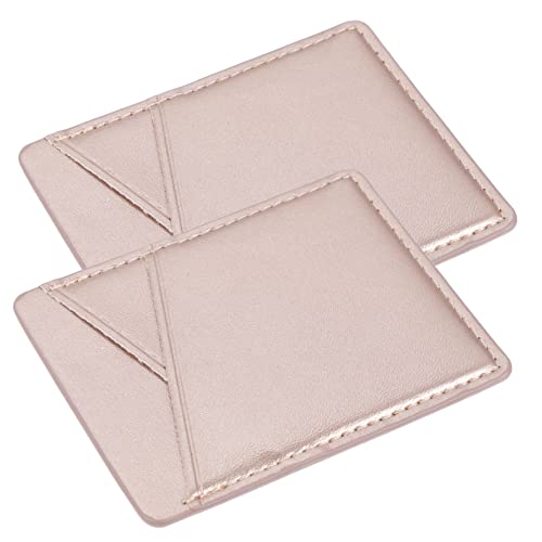 KICHOUSE Portafoglio Adesivo Posteriore per Telefono 2 Slot in Pu Pelle Morbida Rosa, Porta Carte di Credito Slim Adesivo Resistente, Organizer Compatto per Tessere e Contanti